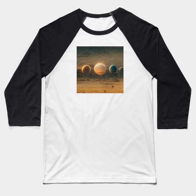 Planets Baseball T-Shirt by benheineart